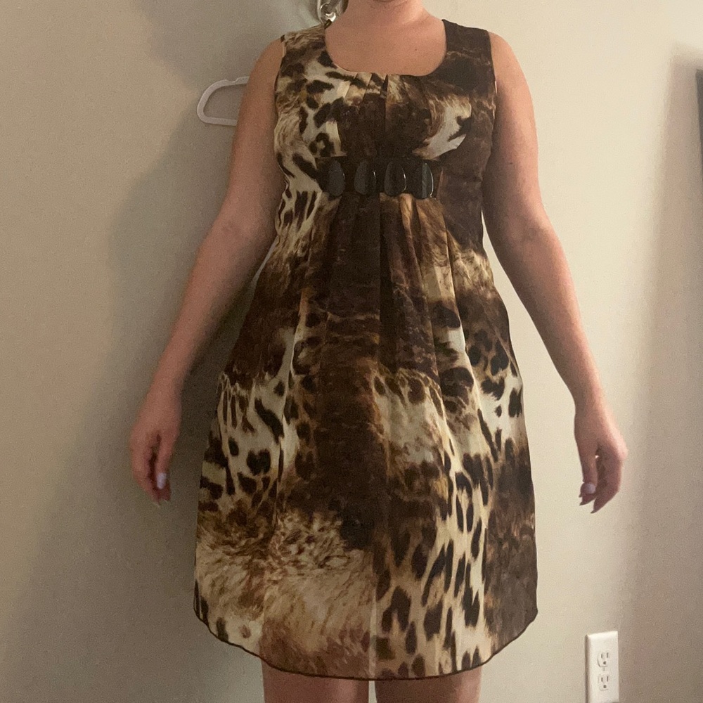 Mercer & Madison Animal Print Dress with Waist Detailing Size 8